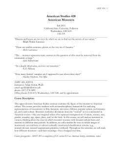 American Studies 428 American Monsters