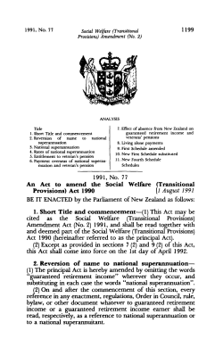 1991 No 77 Social Welfare (Transitional Provisions
