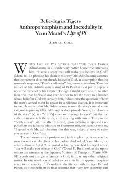 Anthropomorphism and Incredulity in Yann Martel`s Life of Pi