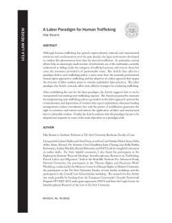 A Labor Paradigm for Human Trafficking