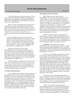 Divine Discontentment - Hundredfold Ministries International