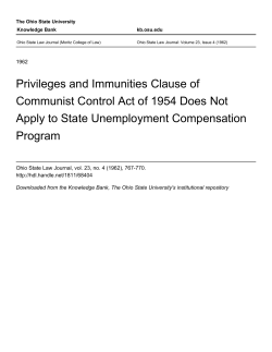 Privileges and Immunities Clause of Communist Control Act of 1954