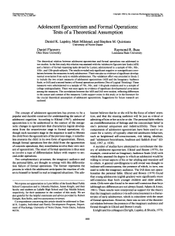 Adolescent Egocentrism and Formal Operations