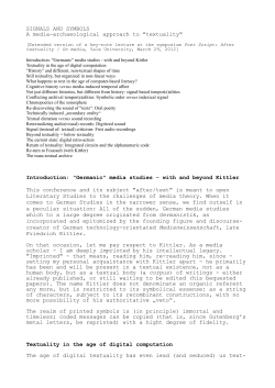 Signals and Symbols. A media-archaeological approach to `textuality`.