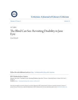 The Blind Can See: Revisiting Disability in Jane Eyre