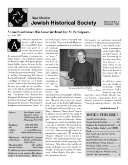 Jewish Historical Society Volume 18, No. 4