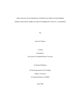PREVALENCE OF PATHOGENIC ENTERIC BACTERIA IN WILD