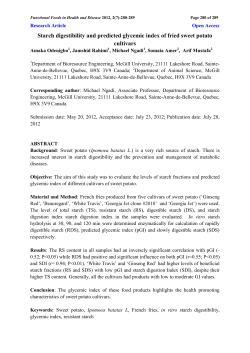 Starch digestibility and predicted glycemic index of fried sweet