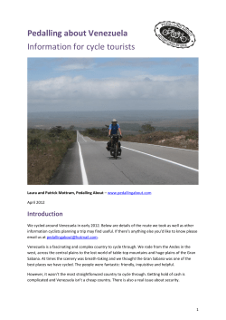 Pedalling about Venezuela Information for cycle tourists