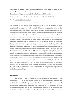 1 Neutral and ion chemistry in low pressure DC plasmas of