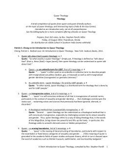 A Short Introduction to Queer Theology, compiled by Rev. Stephen