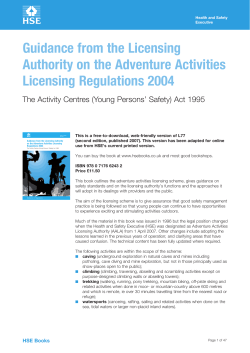 Guidance from the Licensing Authority on the Adventure