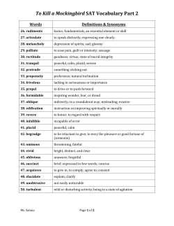 To Kill a Mockingbird SAT Vocabulary Part 2