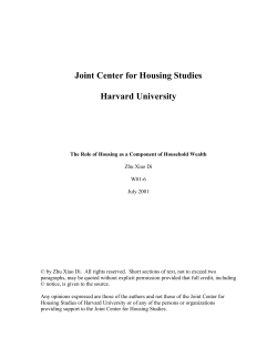 The Role of Housing as a Component of Household Wealth
