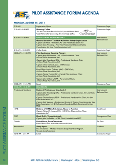pILO TA SSISTANCE FO ru M PILOT ASSISTANCE FOrum AGENdA