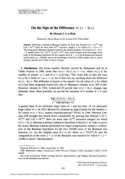 On the Sign of the Difference ir( x) &mdash; li( x)