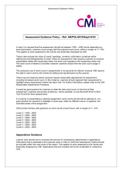 Assessment Guidance Policy &ndash; Ref: AB/POL/0019/Sept14/V2
