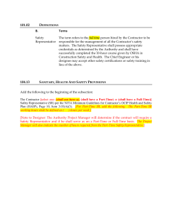 Safety Representative The term refers to the full time person hired by