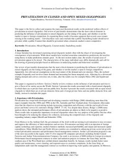 PRIVATIZATION IN CLOSED AND OPEN MIXED OLIGOPOLIES