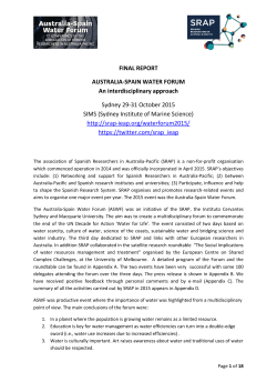 FINAL REPORT AUSTRALIA-SPAIN WATER FORUM An
