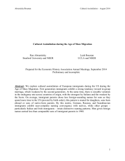 1 Cultural Assimilation during the Age of Mass Migration