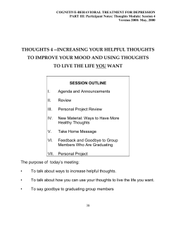 THOUGHTS 4 --INCREASING YOUR HELPFUL THOUGHTS TO