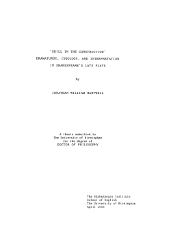 dramaturgy, ideology, and interpretation in Shakespeare`s late plays