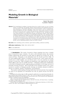 Modeling Growth in Biological Materials&lowast;