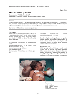Meckel-Gruber syndrome Ramachandran U, Malla T, Joshi KS