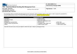 Hazardous Manual Handling Risk Management Form
