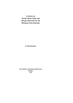 Lectures on On the Mean-Value and Omega