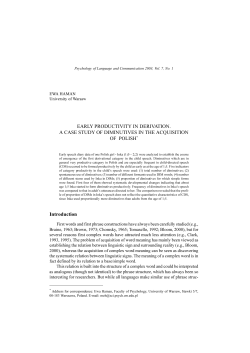 Early productivity in derivation. A case study of diminutives in the