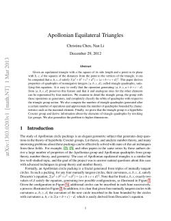 Apollonian Equilateral Triangles arXiv:1303.0203