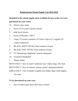 Kindergarten School Supply List 2015
