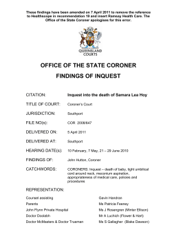 Coronial Findings - Samara Hoy