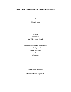 Nickel Oxide Reduction and the Effect of Metal Sulfates