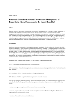 Economic Transformation of Forestry and Management of Forest