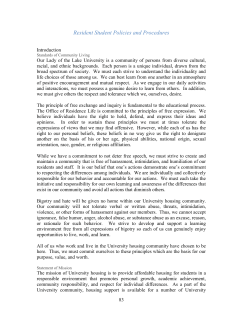 Section V: Resident Student Policies and Procedures