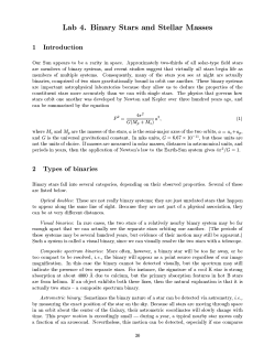 Lab 4. Binary Stars and Stellar Masses 1 Introduction Our Sun