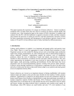 Producer Companies as New Generation Co-operatives in