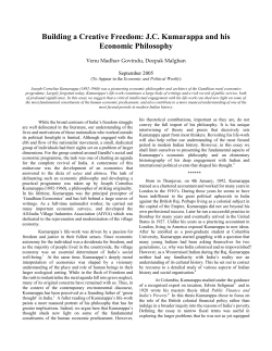 Building a Creative Freedom: J.C. Kumarappa and his Economic