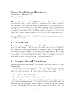 1 Introduction 2 Cumulativity and Naturalness