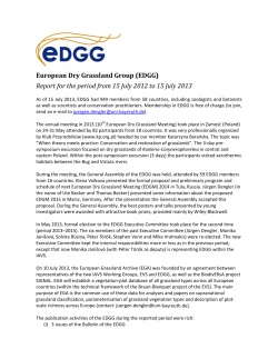 European Dry Grassland Group (EDGG) Report for the period from