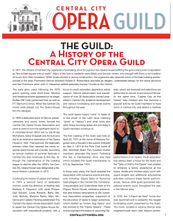 THE GUILD: A History of the Central City Opera Guild