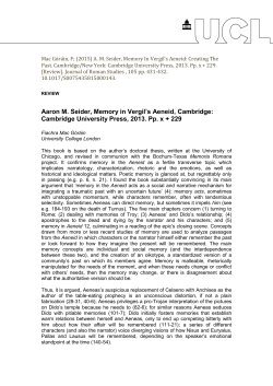 Aaron M. Seider, Memory in Vergil`s Aeneid, Cambridge: Cambridge
