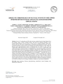 ABSOLUTE CHRONOLOGY OF FLUVIAL EVENTS IN THE UPPER