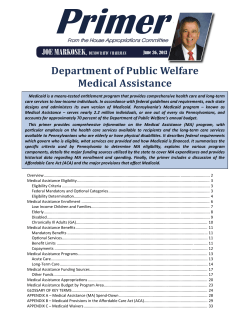 Department of Public Welfare Medical Assistance