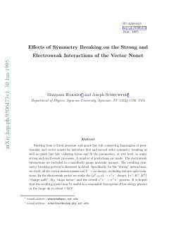 Effects of Symmetry Breaking on the Strong and Electroweak