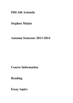 PHI 340 Aristotle Stephen Makin Autumn Semester 2013