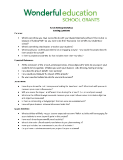 Grant Writing Workshop Guiding Questions Purpose